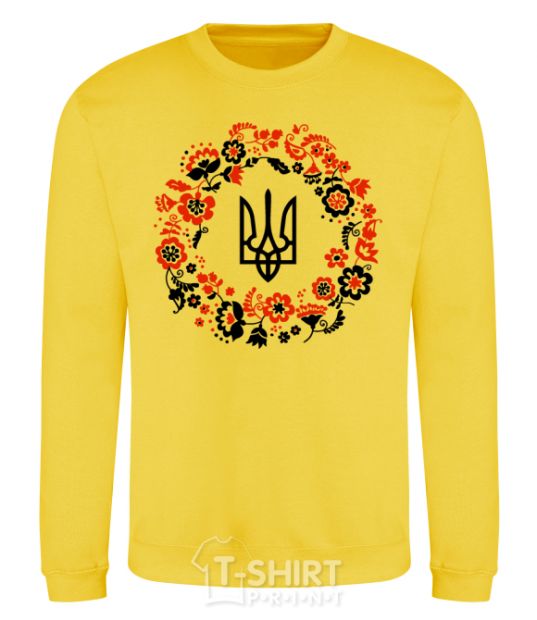 Sweatshirt Wreath with a trident yellow фото