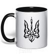 Mug with a colored handle Trident emblem black фото