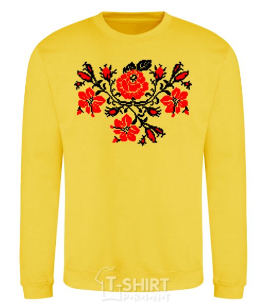 Sweatshirt Flowers embroidery b/w yellow фото