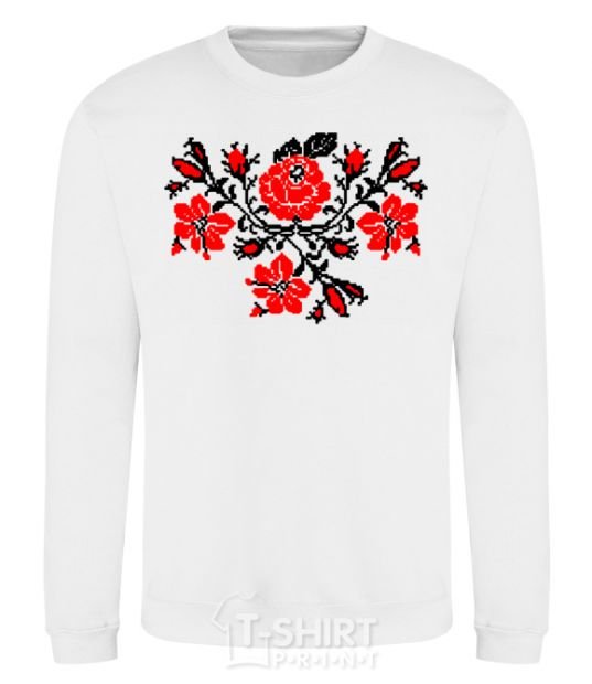 Sweatshirt Flowers embroidery b/w White фото