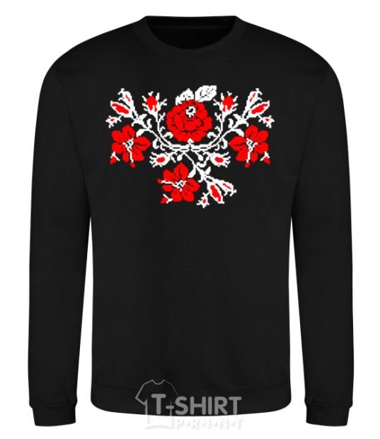 Sweatshirt Flowers embroidery b/w black фото