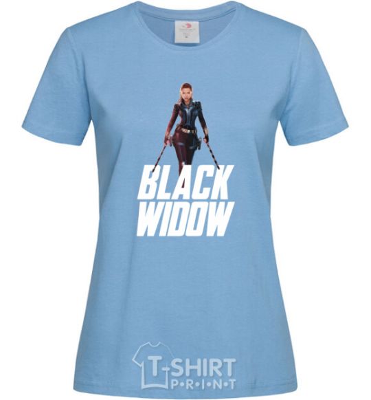Women's T-shirt Black widow sky-blue фото
