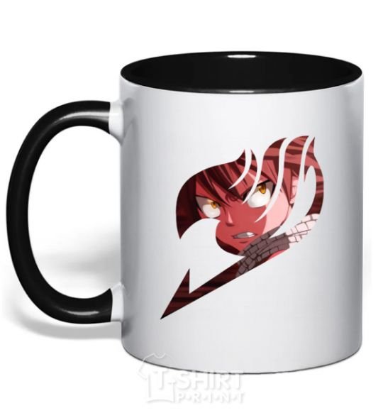 Mug with a colored handle Fairy Tail Natsu logo black фото