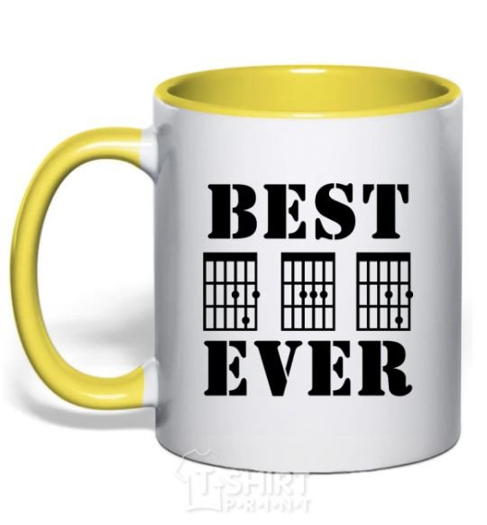 Mug with a colored handle Best Dad Ever yellow фото