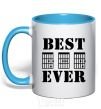 Mug with a colored handle Best Dad Ever sky-blue фото