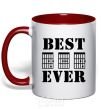 Mug with a colored handle Best Dad Ever red фото