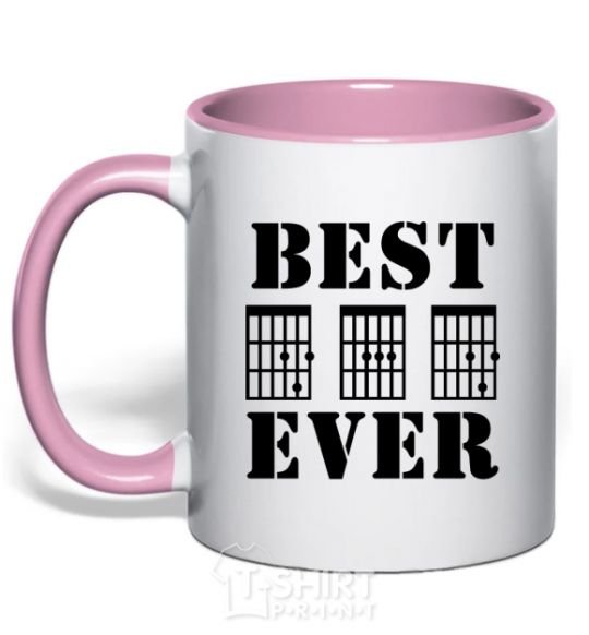 Mug with a colored handle Best Dad Ever light-pink фото