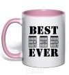 Mug with a colored handle Best Dad Ever light-pink фото