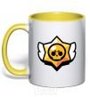 Mug with a colored handle Brawl Stars logo yellow фото