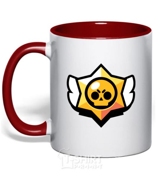 Mug with a colored handle Brawl Stars logo red фото