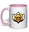 Mug with a colored handle Brawl Stars logo light-pink фото