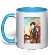 Mug with a colored handle Genshion impact Zhongli sky-blue фото