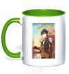 Mug with a colored handle Genshion impact Zhongli kelly-green фото