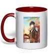 Mug with a colored handle Genshion impact Zhongli red фото