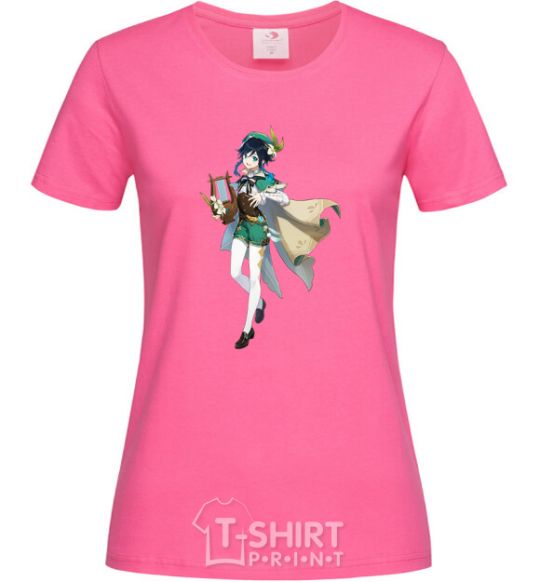 Женская футболка Genshion impact Венти Ярко-розовый фото