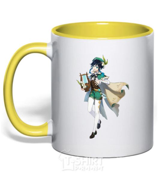 Mug with a colored handle Genshion impact Vents yellow фото