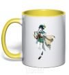 Mug with a colored handle Genshion impact Vents yellow фото