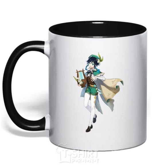 Mug with a colored handle Genshion impact Vents black фото