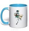 Mug with a colored handle Genshion impact Vents sky-blue фото