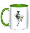 Mug with a colored handle Genshion impact Vents kelly-green фото