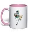 Mug with a colored handle Genshion impact Vents light-pink фото