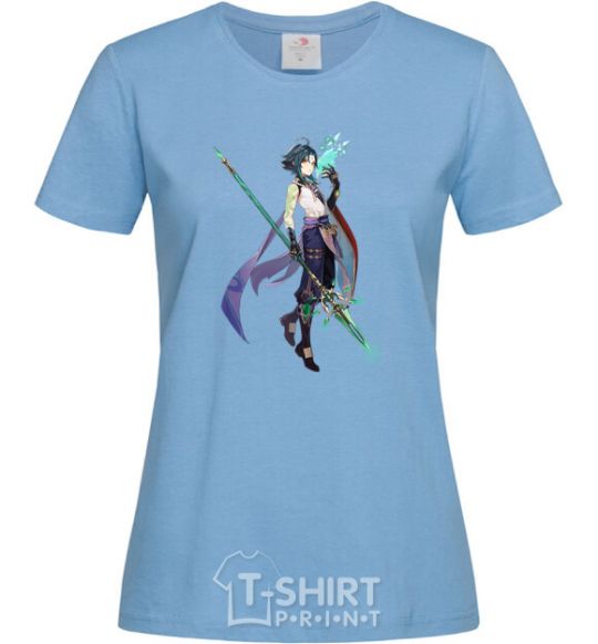 Women's T-shirt Genshion's impact on Xiao sky-blue фото