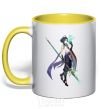 Mug with a colored handle Genshion's impact on Xiao yellow фото