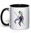 Mug with a colored handle Genshion's impact on Xiao black фото