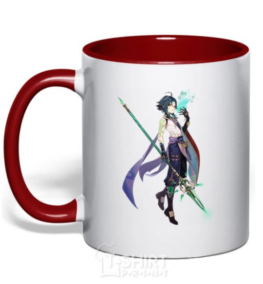 Mug with a colored handle Genshion's impact on Xiao red фото