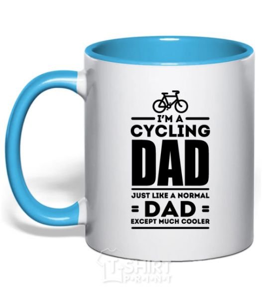 Mug with a colored handle Im a cycling Dad sky-blue фото