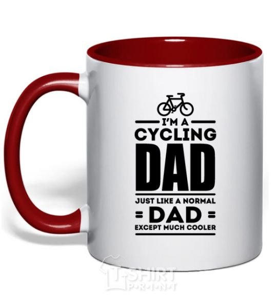 Mug with a colored handle Im a cycling Dad red фото