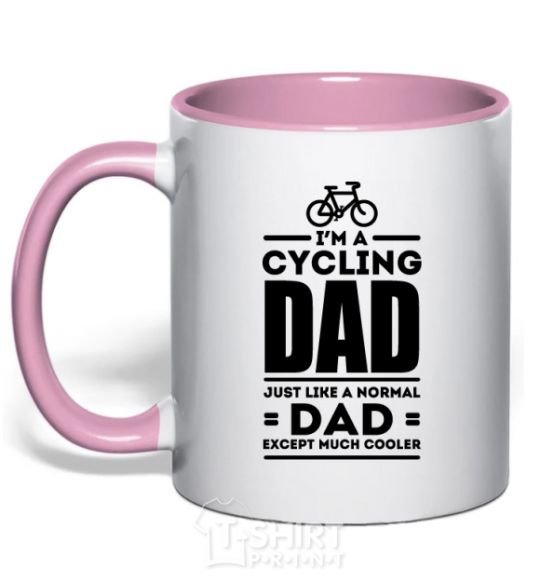 Mug with a colored handle Im a cycling Dad light-pink фото