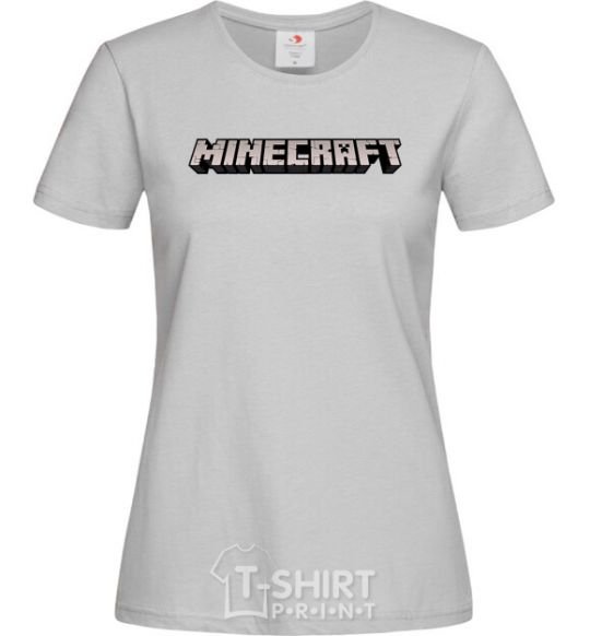 Women's T-shirt Minecraft logo 3d grey фото