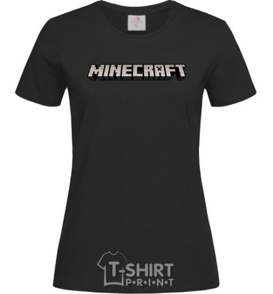 Women's T-shirt Minecraft logo 3d black фото