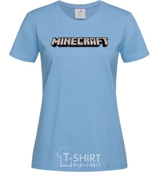 Women's T-shirt Minecraft logo 3d sky-blue фото