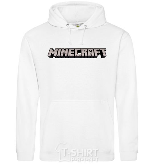 Мужская толстовка (худи) Minecraft logo 3d Белый фото