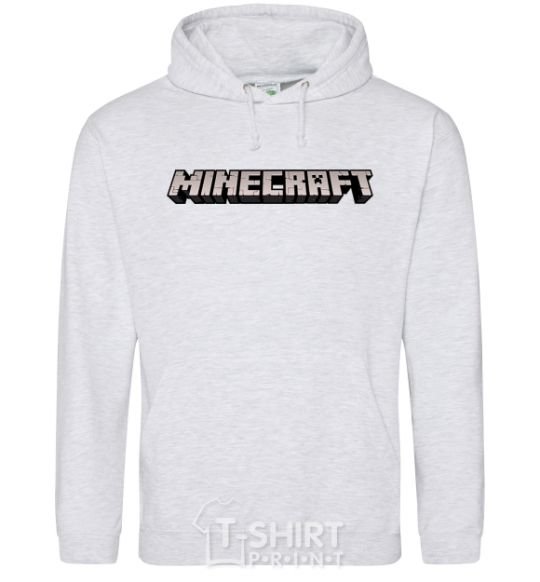 Мужская толстовка (худи) Minecraft logo 3d Серый меланж фото