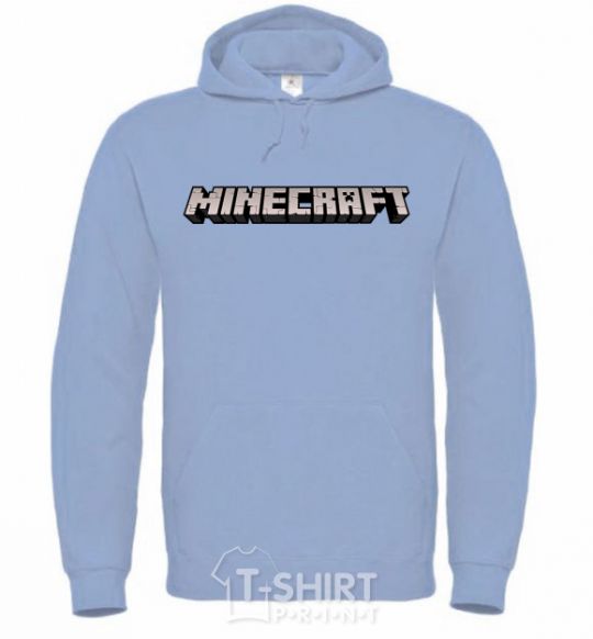 Men`s hoodie Minecraft logo 3d sky-blue фото