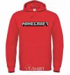 Мужская толстовка (худи) Minecraft logo 3d Ярко-красный фото