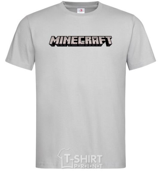 Men's T-Shirt Minecraft logo 3d grey фото