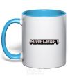 Mug with a colored handle Minecraft logo 3d sky-blue фото