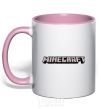 Mug with a colored handle Minecraft logo 3d light-pink фото