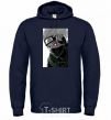 Men`s hoodie Naruto Kakashi b&w navy-blue фото