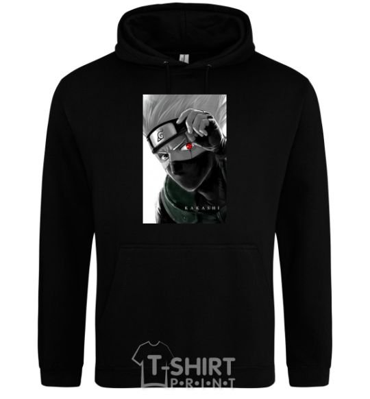 Men`s hoodie Naruto Kakashi b&w black фото