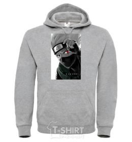 Men`s hoodie Naruto Kakashi b&w sport-grey фото