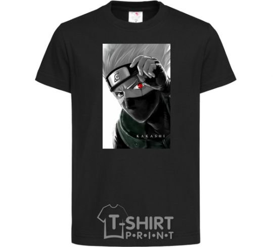 Kids T-shirt Naruto Kakashi b&w black фото