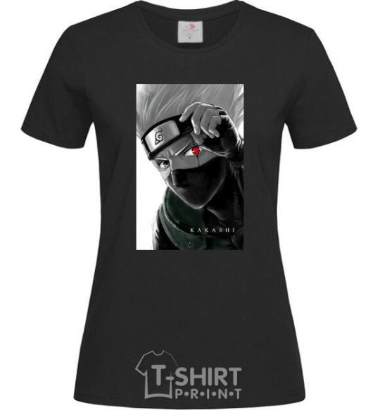 Women's T-shirt Naruto Kakashi b&w black фото