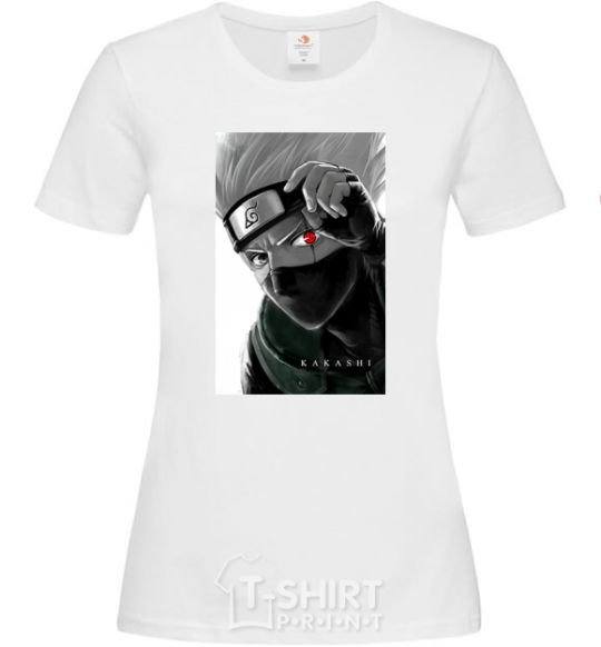 Women's T-shirt Naruto Kakashi b&w White фото