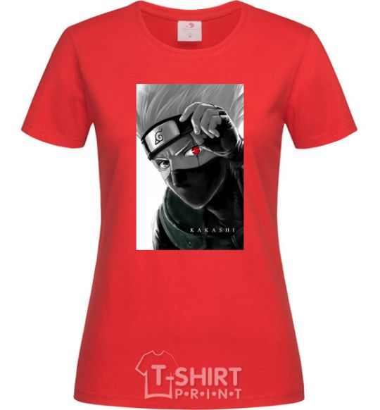 Women's T-shirt Naruto Kakashi b&w red фото