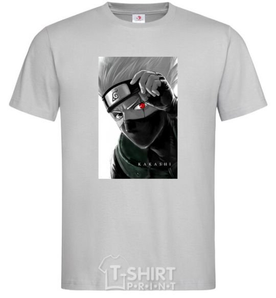 Men's T-Shirt Naruto Kakashi b&w grey фото